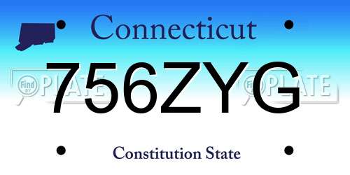 756ZYG Connecticut License Plate