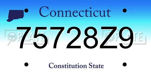 75728Z9 Connecticut License Plate