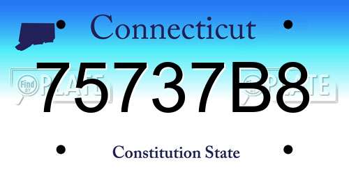 75737B8 Connecticut License Plate