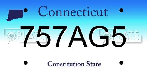 757AG5 Connecticut License Plate