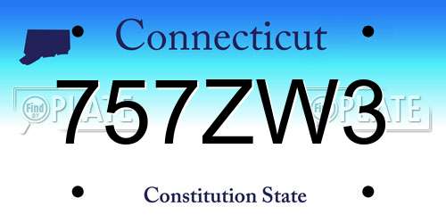 757ZW3 Connecticut License Plate
