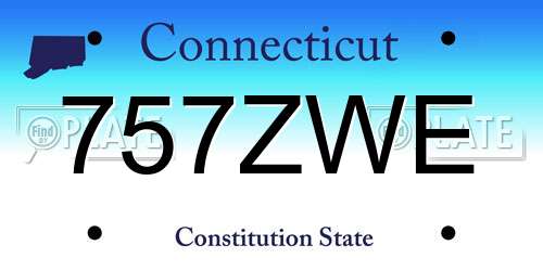 757ZWE Connecticut License Plate