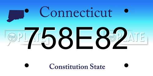 758E82 Connecticut License Plate