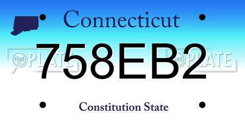 758EB2 Connecticut License Plate