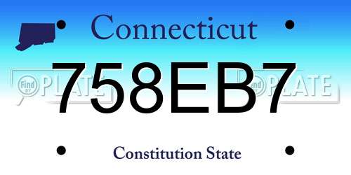 758EB7 Connecticut License Plate