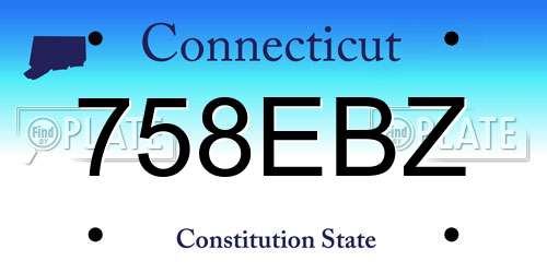 758EBZ Connecticut License Plate