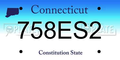 758ES2 Connecticut License Plate