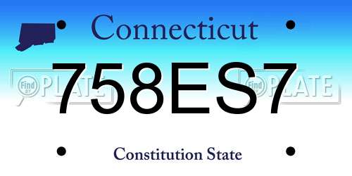 758ES7 Connecticut License Plate