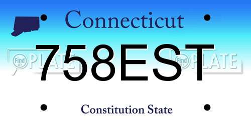 758EST Connecticut License Plate