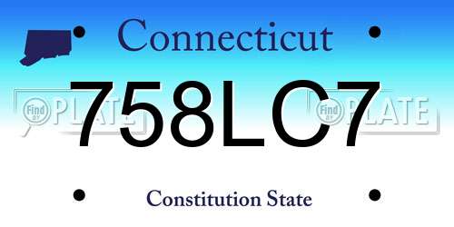 758LC7 Connecticut License Plate