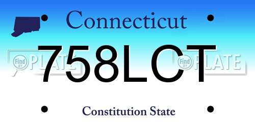 758LCT Connecticut License Plate