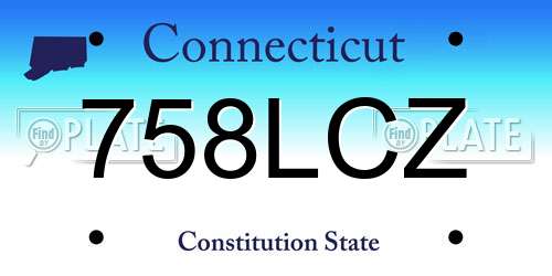 758LCZ Connecticut License Plate