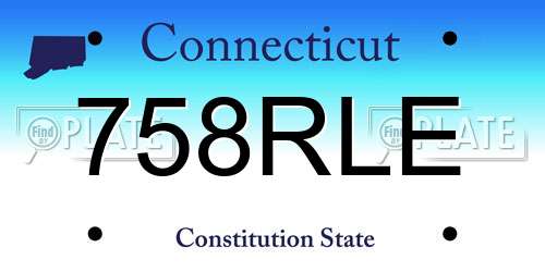 758RLE Connecticut License Plate