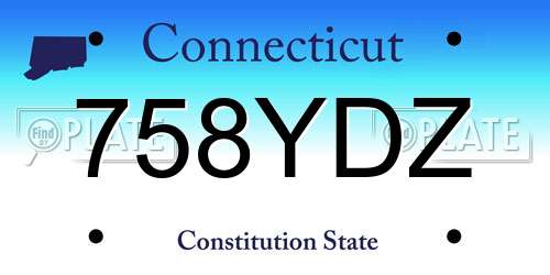 758YDZ Connecticut License Plate