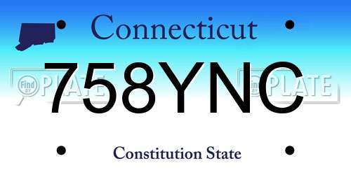758YNC Connecticut License Plate