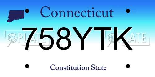 758YTK Connecticut License Plate