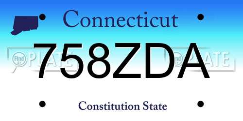 758ZDA Connecticut License Plate