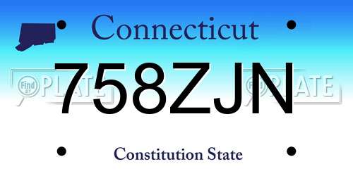 758ZJN Connecticut License Plate