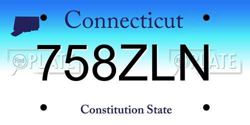 758ZLN Connecticut License Plate