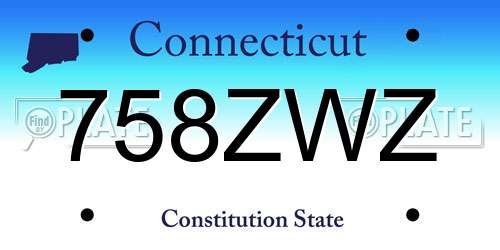 758ZWZ Connecticut License Plate