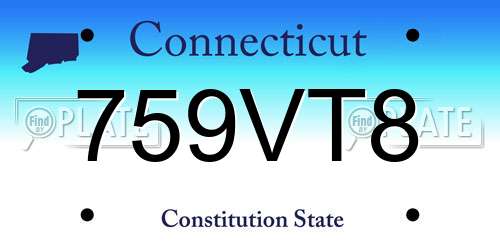 759VT8 Connecticut License Plate
