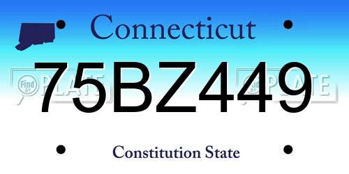 75BZ449 Connecticut License Plate