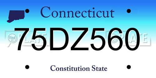 75DZ560 Connecticut License Plate