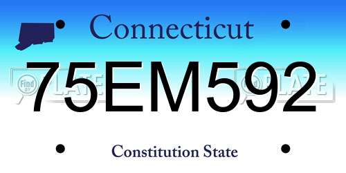 75EM592 Connecticut License Plate