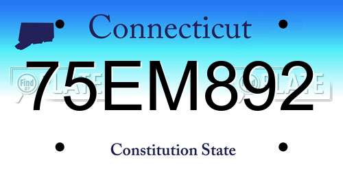75EM892 Connecticut License Plate