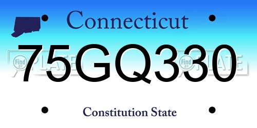 75GQ330 Connecticut License Plate