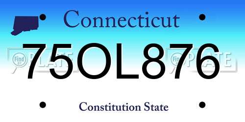 75OL876 Connecticut License Plate