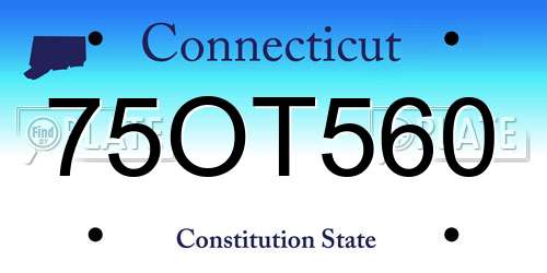 75OT560 Connecticut License Plate