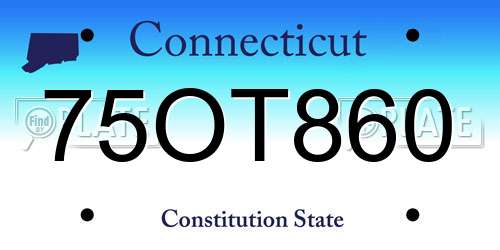 75OT860 Connecticut License Plate