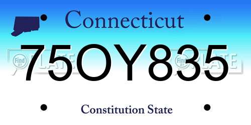 75OY835 Connecticut License Plate
