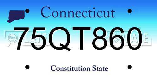75QT860 Connecticut License Plate