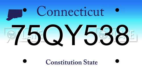 75QY538 Connecticut License Plate