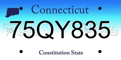 75QY835 Connecticut License Plate