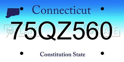 75QZ560 Connecticut License Plate