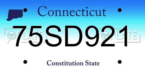 75SD921 Connecticut License Plate