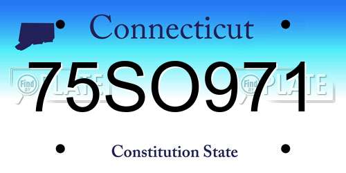 75SO971 Connecticut License Plate