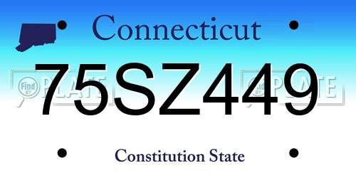 75SZ449 Connecticut License Plate