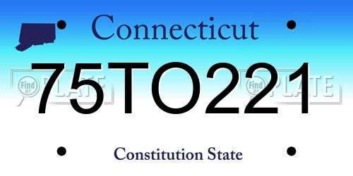 75TO221 Connecticut License Plate