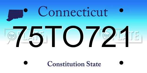 75TO721 Connecticut License Plate
