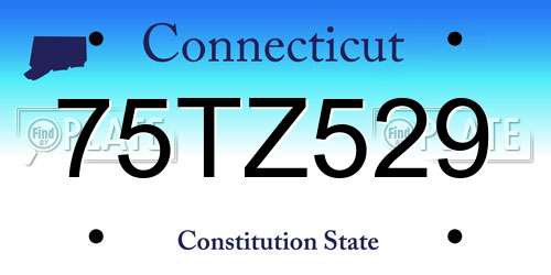 75TZ529 Connecticut License Plate