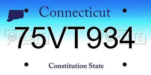 75VT934 Connecticut License Plate