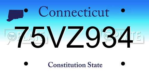 75VZ934 Connecticut License Plate