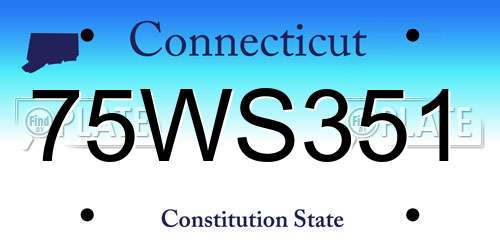 75WS351 Connecticut License Plate