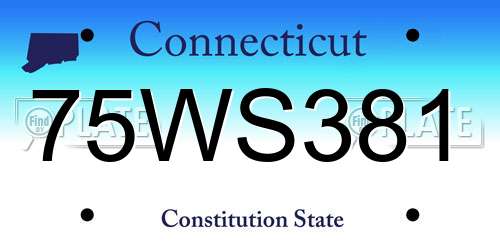 75WS381 Connecticut License Plate