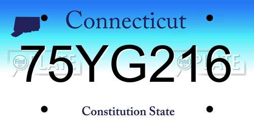 75YG216 Connecticut License Plate