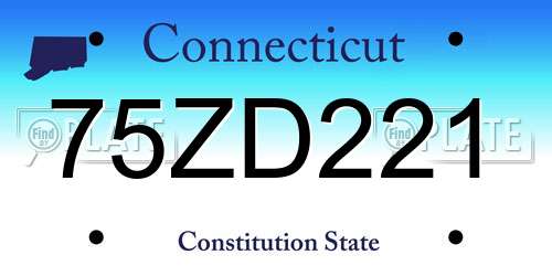 75ZD221 Connecticut License Plate